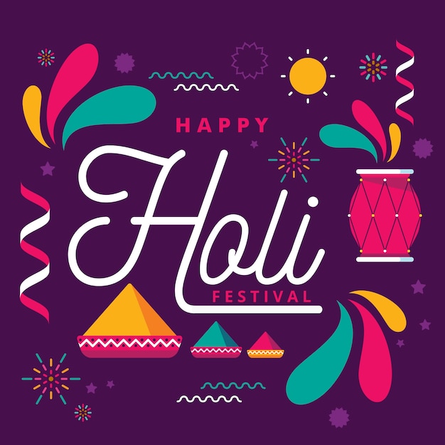 Happy holi lettering with decoration