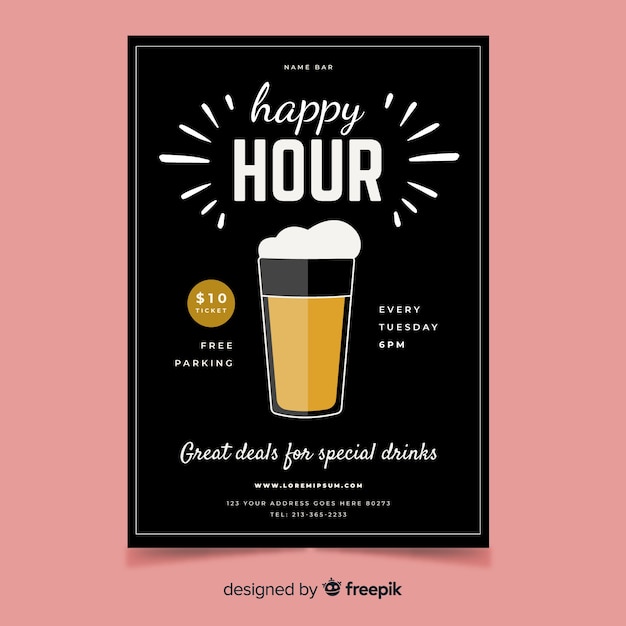 Happy hour poster with beer mug