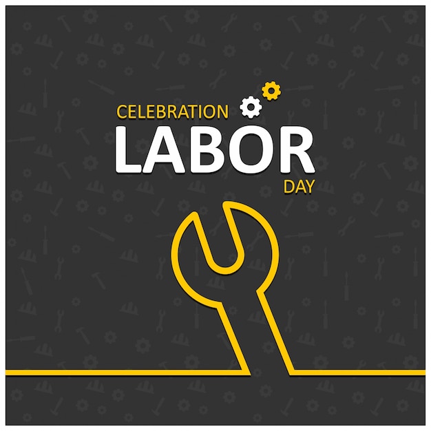 Free Vector happy labor day with wrench symbol