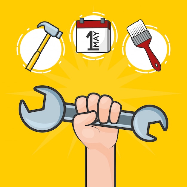 Free Vector happy labour day labour objects illustration 