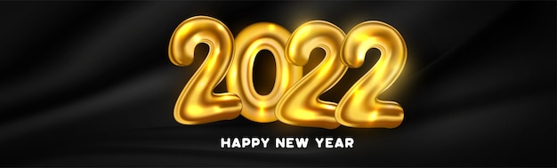 Free Vector happy new year 2022 background template with golden balloons