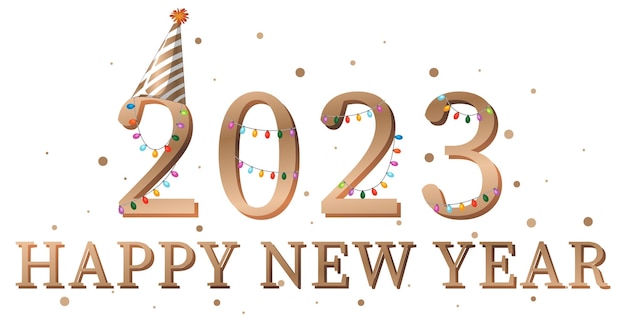 Happy New Year 2023 text for banner design