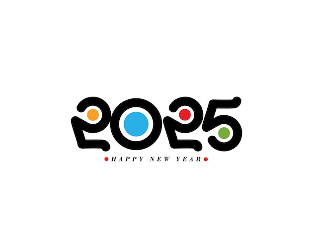 Free vector happy new year 2025 text typography design element flyer banner design