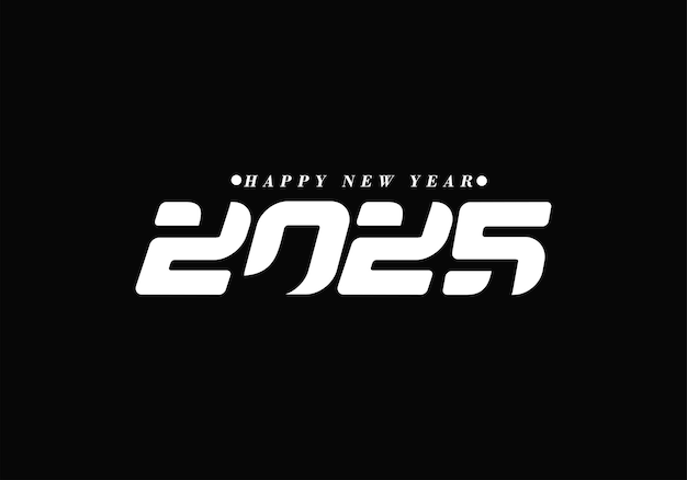 Free Vector happy new year 2025 text typography design element flyer banner design