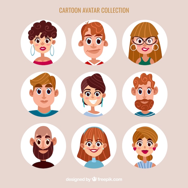 Free vector happy set of cartoon avatars