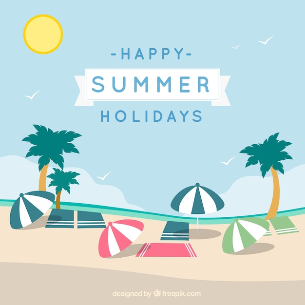 Free Vector happy summer holidays card