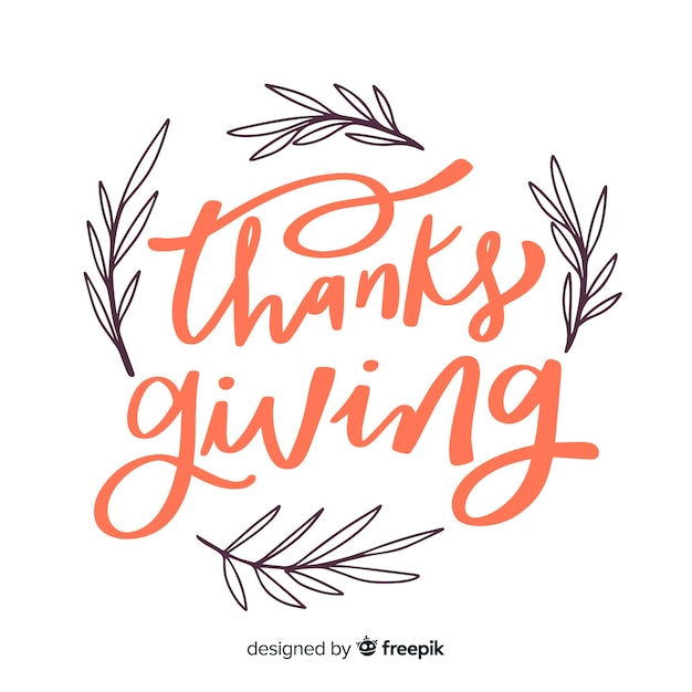 Free Vector happy thanksgiving lettering with branches