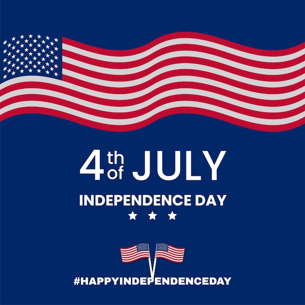 Free vector happy usa independence day red blue white background social media design banner free vector