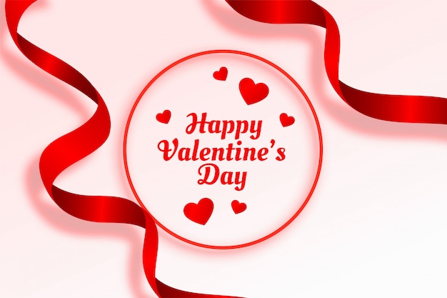 Free Vector happy valentines day beautiful ribbon and hearts background