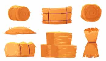 Free vector hay bales stacks rolls and piles