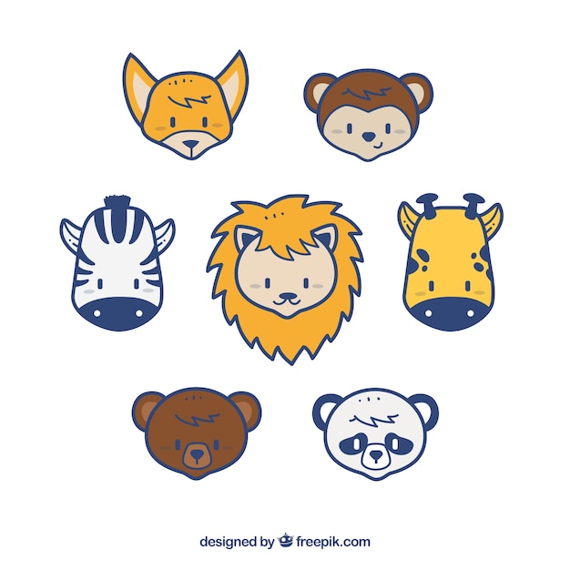 Free Vector heads wild animals