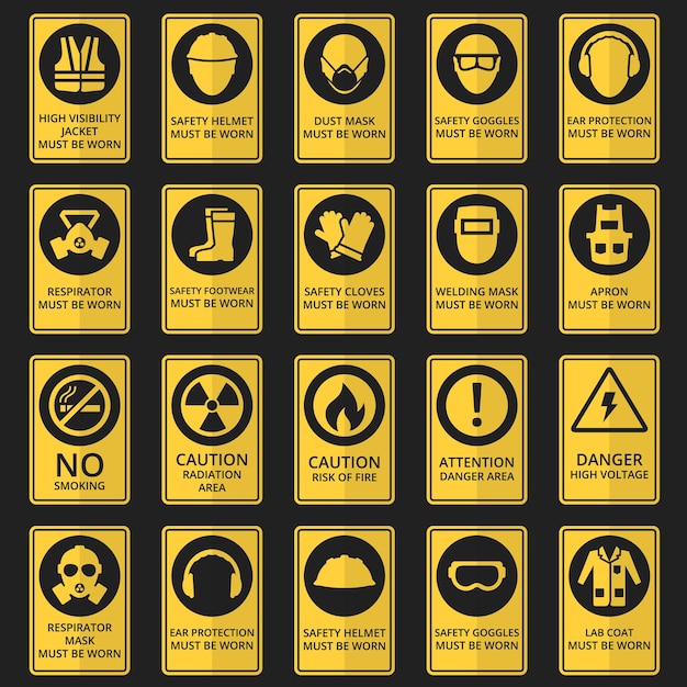 Health and safety signs. Safety equipment must be worn.