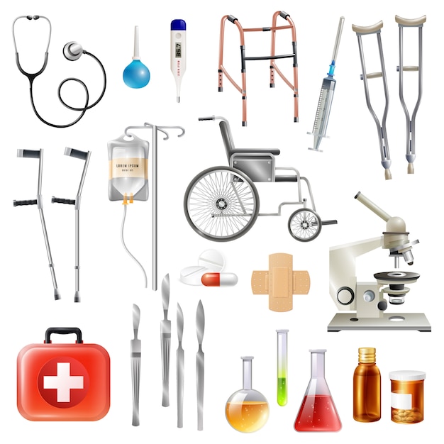 Free vector healthcare medical accessories flat icons set