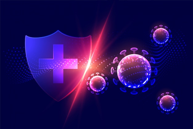 Healthcare protection shield destroying corona virus concept