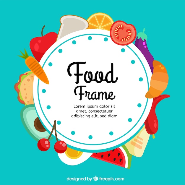 Healthy food frame with flat design