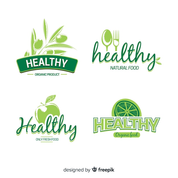 Free vector healthy food logos