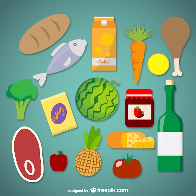 Free Vector healthy food with vegetables and meat