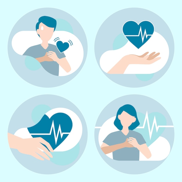 Heart attack symptoms set vector