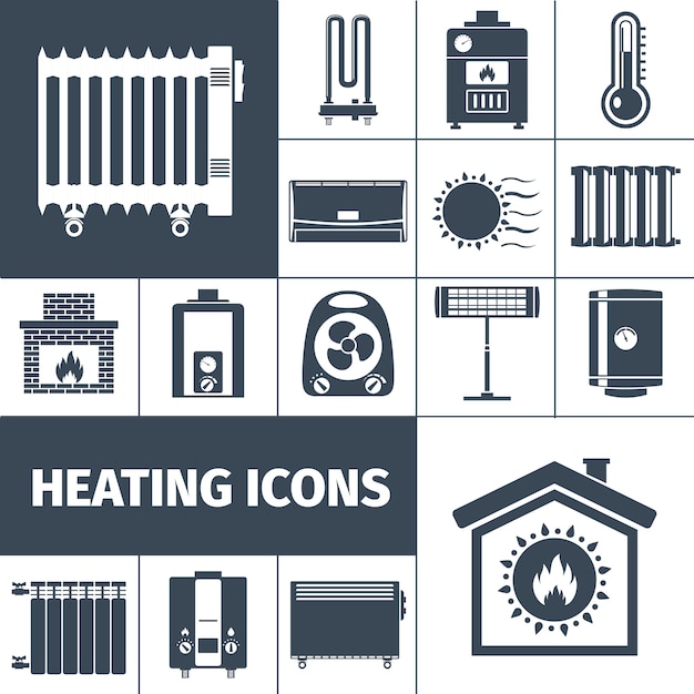 Heating Flat Icon Set