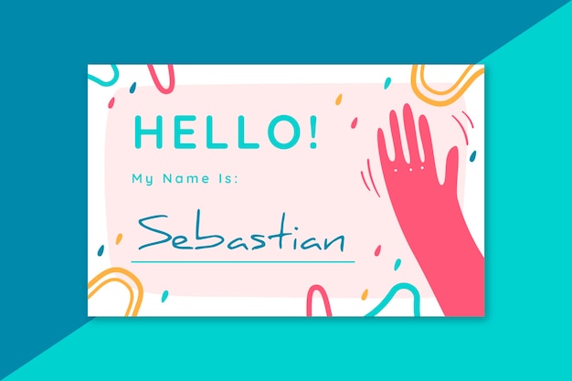 Hello my name is label card template