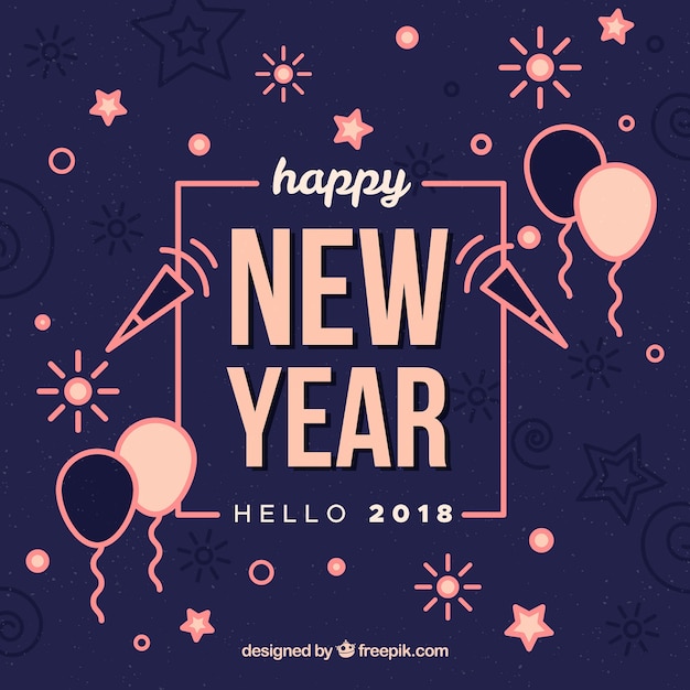 Hello new year 2018 background with pink elements