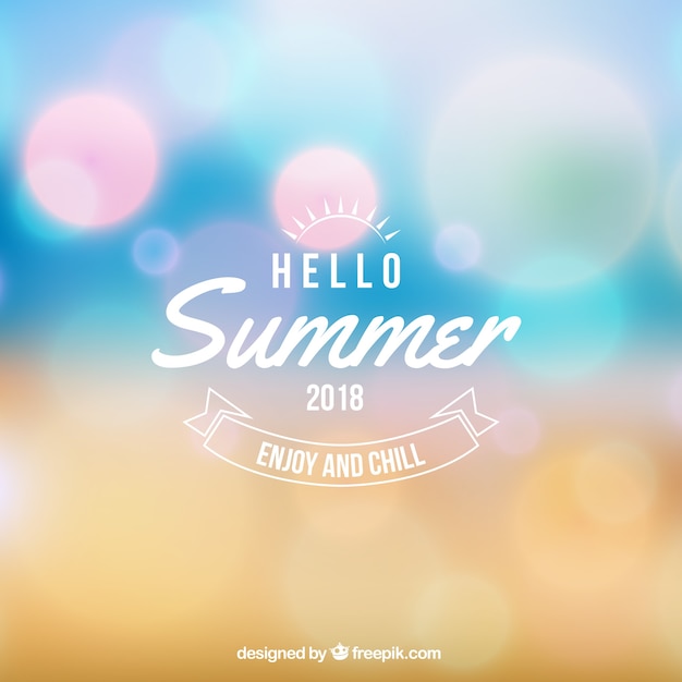 Hello summer background in blurred style