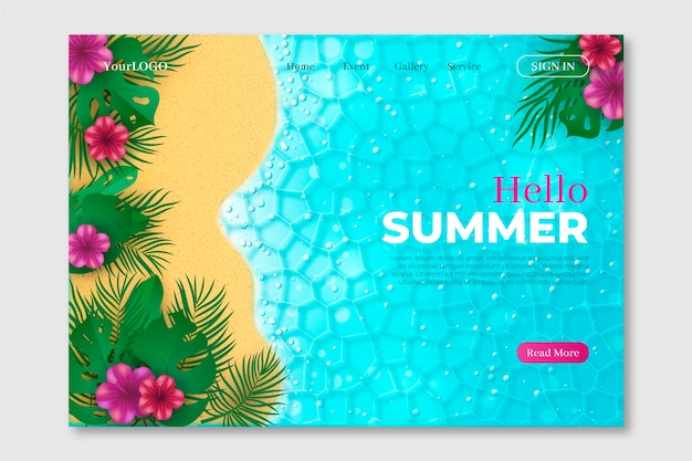 Free Vector hello summer landing page concept