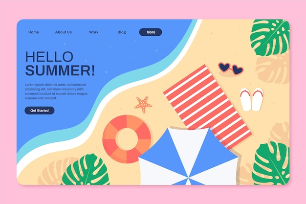 Free Vector hello summer landing page template