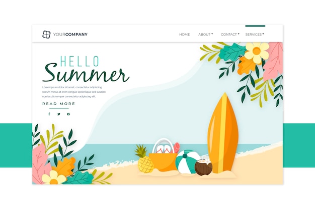 Free Vector hello summer landing page