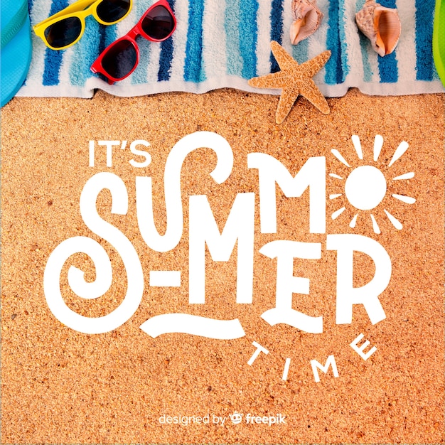 Hello summer lettering with photo