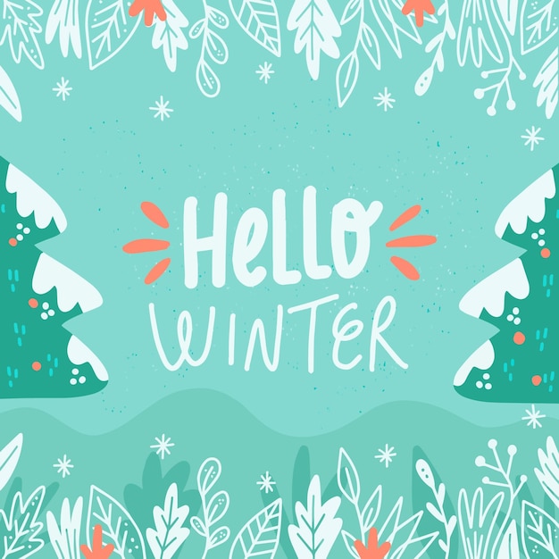 Free Vector hello winter greeting on illustrated background