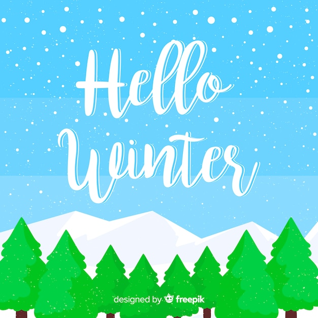 Free Vector hello winter lettering background