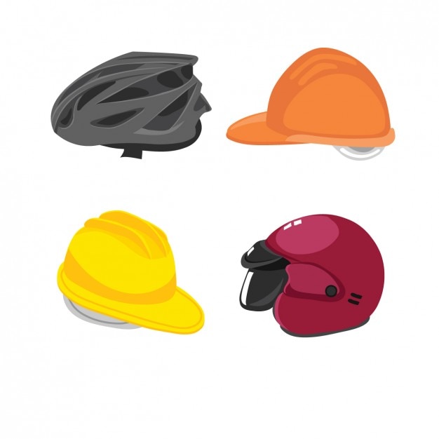 Free vector helmets for bikers, motorcyclists and laborers