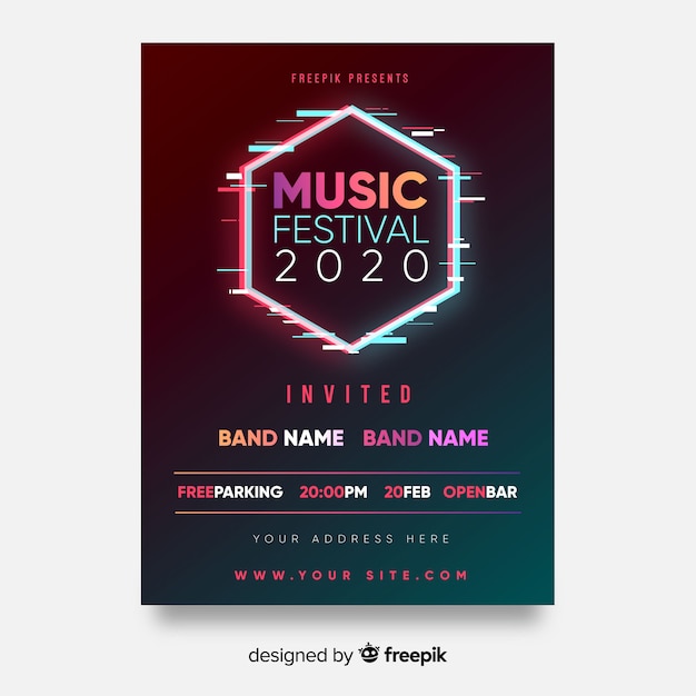 Free Vector hexagon music festival poster