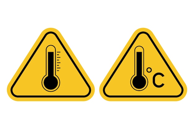 Free Vector high temperature warnings signs set of two