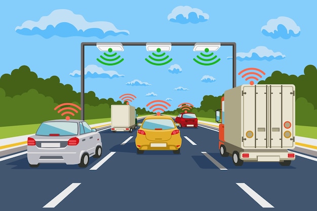 Free Vector highway communication system vector infographics. road communication, highway system communication illustration