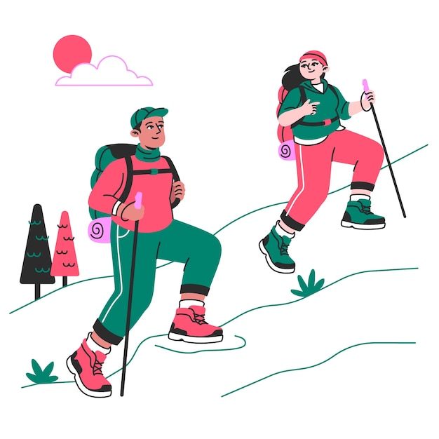 Free vector hiking concept illustration