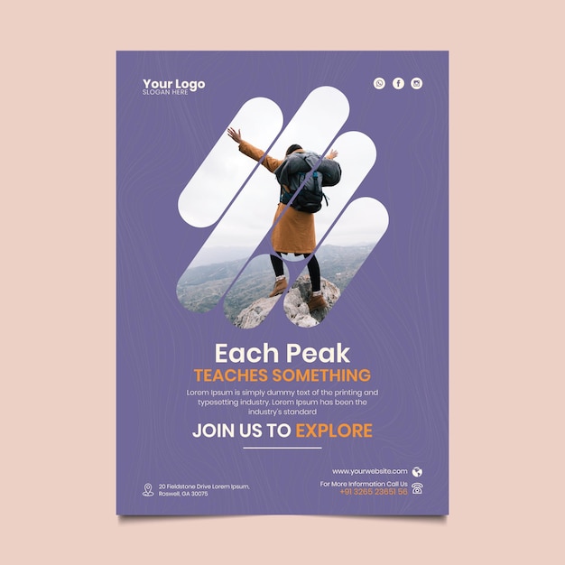 Hiking poster template