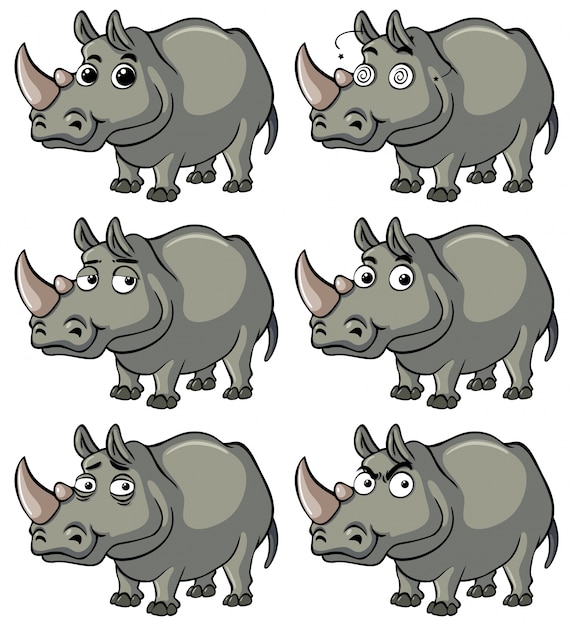 Free Vector hippo with different facial expressions