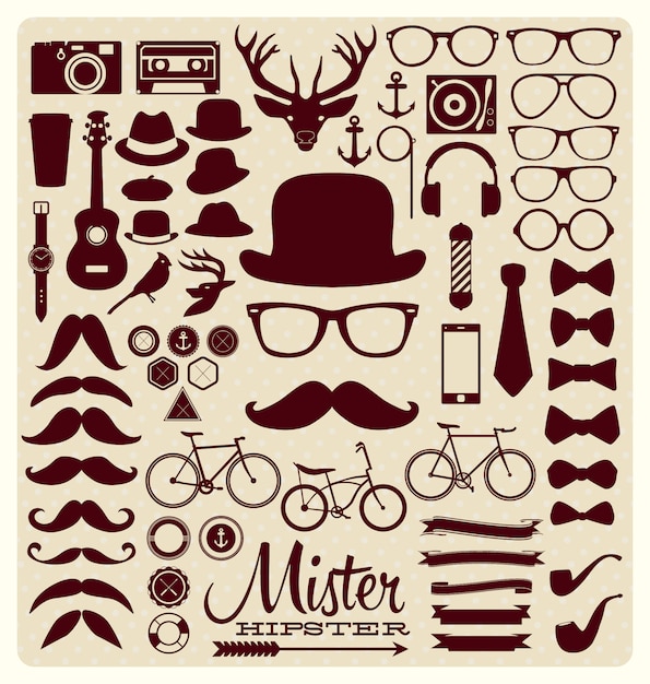 Free vector hipster icons collection