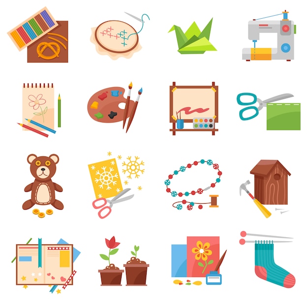 Hobbies icons set