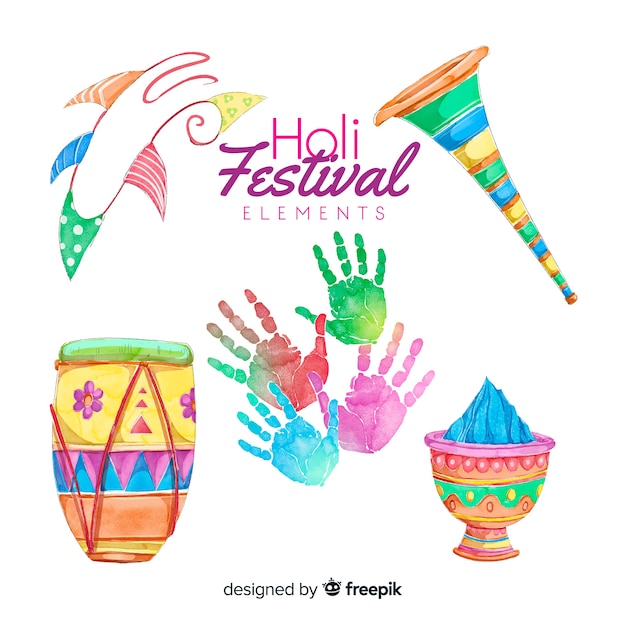 Free Vector holi festival element collection