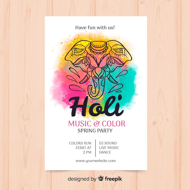 Free Vector holi festival flyer template