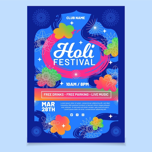 Free Vector holi festival vertical poster template