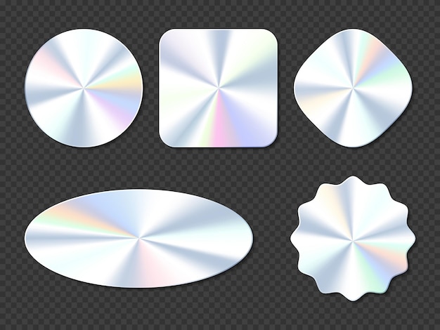 Free Vector holographic stickers with different shapes