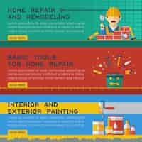 Free vector home repair service flat banners ser