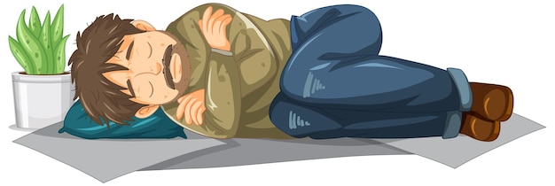 Free Vector homeless old man sleeping cartoon character