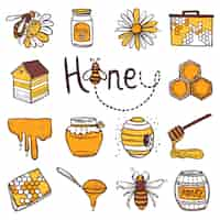 Free vector honey icons set