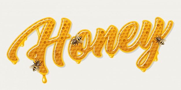 Free Vector honey lettering with bees