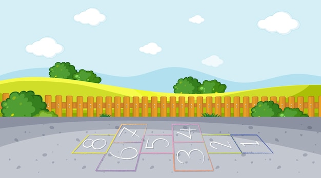 Free vector hopscotch on playground background